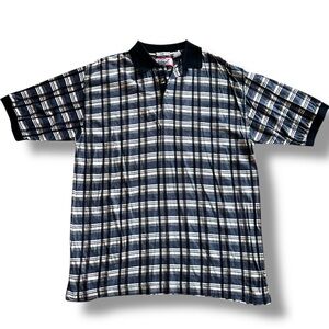 Vintage 90s Mens Large Polo Shirt FUZZY Z'S Plaid Combed Cotton Skater